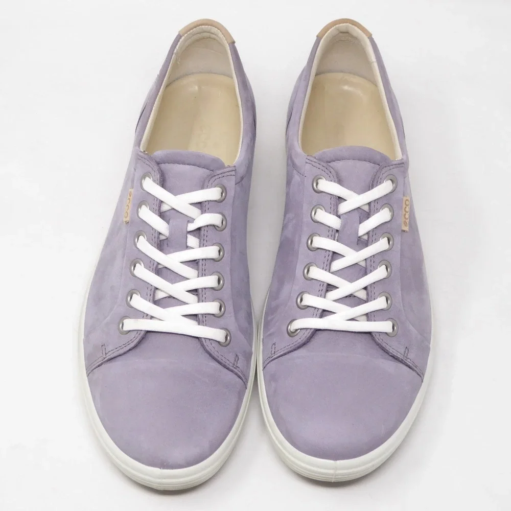 ECCO Womens Soft 7 Sneaker Lilac Purple Nubuck Leather Lace Up Size 8 / 39